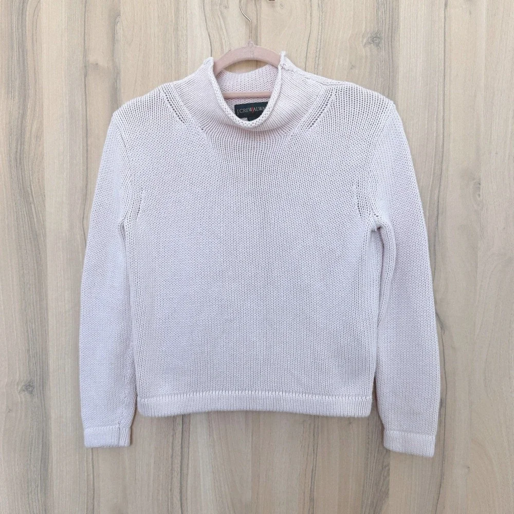 J. Crew Always‎ Roll Neck Sweater Womens XXS Light Pink Preppy Oarsman Fisherman